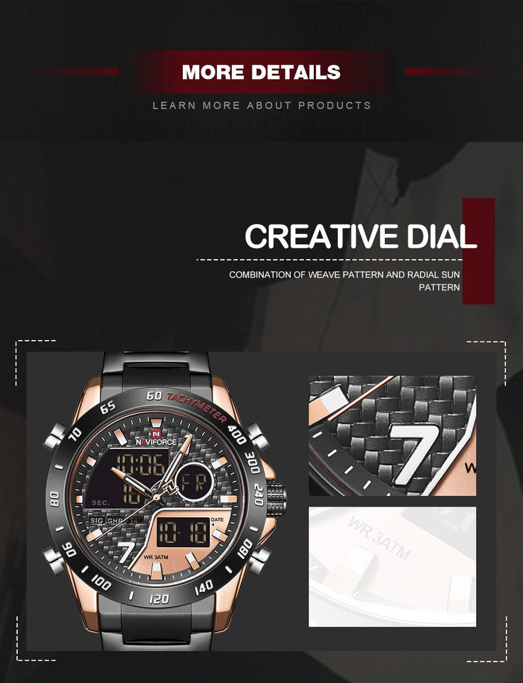 NAVIFORCE 9171 BLACK  GOLD ROSE