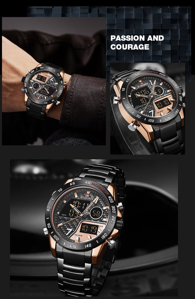 NAVIFORCE 9171 BLACK  GOLD ROSE